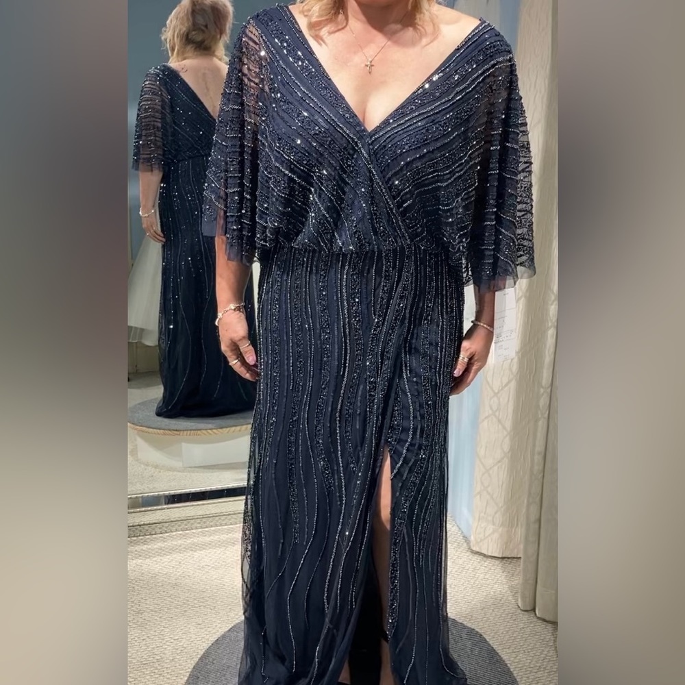 BEAUTIFUL Size 14 Adrianna Pappell Blouson Dress Navy Blue